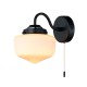 79823-005 Matt Black Wall Lamp with White Glass IP44