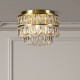 74271-10 Satin Brass 3 Light Semi Flush with Clear Glass Drops