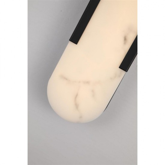 79007-006 Matt Black LED Wall Lamp with Marble Resin Diffuser