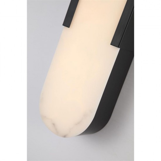 79009-006 Matt Black LED Wall Lamp with Marble Resin Diffuser