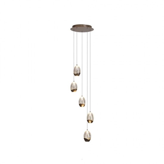 79012-006 Latte 5 Light LED Cluster Pendant with Champagne Glass