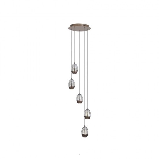 79012-006 Latte 5 Light LED Cluster Pendant with Champagne Glass