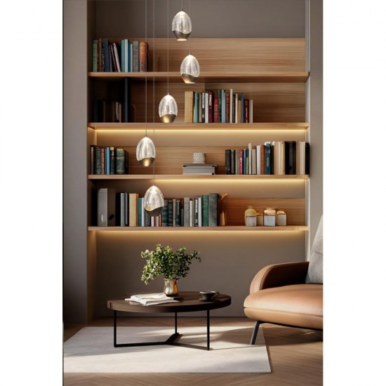 79012-006 Latte 5 Light LED Cluster Pendant with Champagne Glass