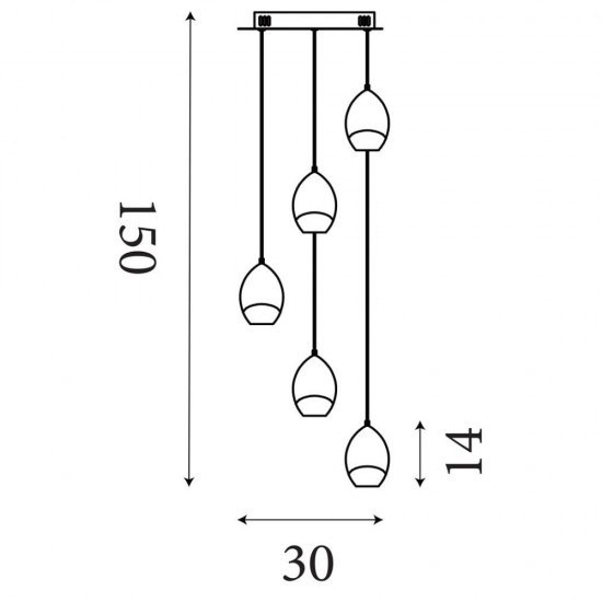 79012-006 Latte 5 Light LED Cluster Pendant with Champagne Glass