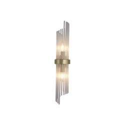 79017-006 Brushed Gold 2 Light Wall Lamp with Clear Glass Rods