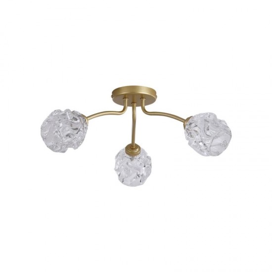 78921-006 Gold 3 Light Semi Flush with Decorative Glass