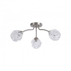 78922-006 Satin Nickel 3 Light Semi Flush with Decorative Glass