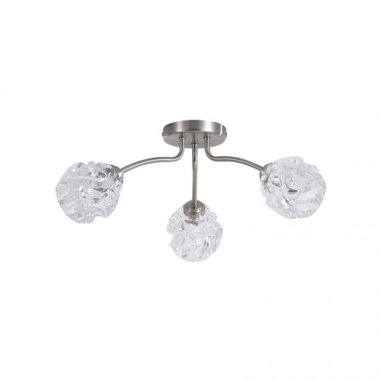 78922-006 Satin Nickel 3 Light Semi Flush with Decorative Glass