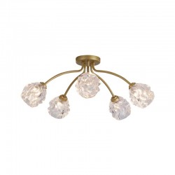 78923-006 Gold 5 Light Semi Flush with Decorative Glass