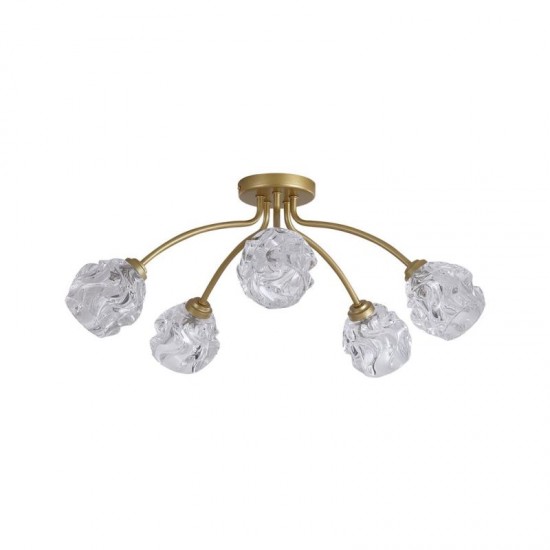 78923-006 Gold 5 Light Semi Flush with Decorative Glass
