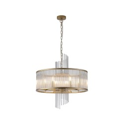 79019-006 Brushed Gold 6 Light Centre Fitting with Clear Glass Rods