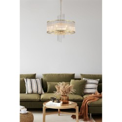 79019-006 Brushed Gold 6 Light Centre Fitting with Clear Glass Rods