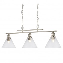 53840-006 Satin Silver 3 Light over Island Fitting with Clear Glasses