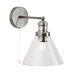 54921-006 Satin Silver Wall Lamp with Clear Glass