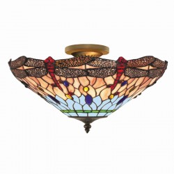 8368-006 Tiffany Glass 3 Light Semi-Flush