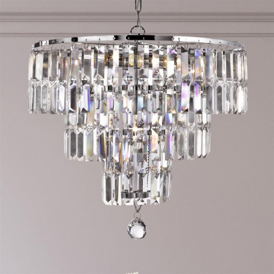 8384-006 Chrome 5 Light Chandelier with Crystal