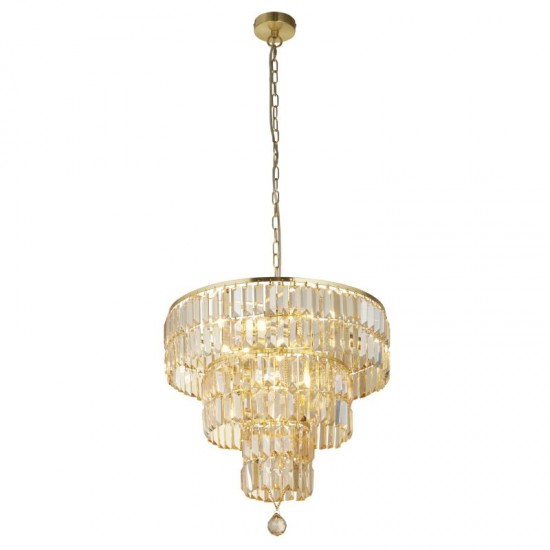71878-006 Satin Brass 5 Light Chandelier with Champagne Crystal
