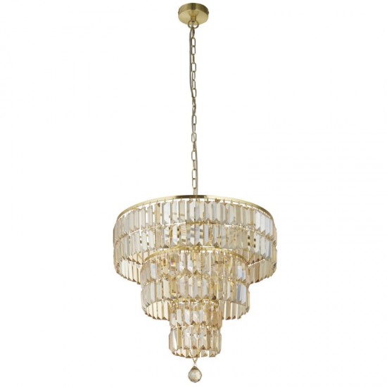 71878-006 Satin Brass 5 Light Chandelier with Champagne Crystal