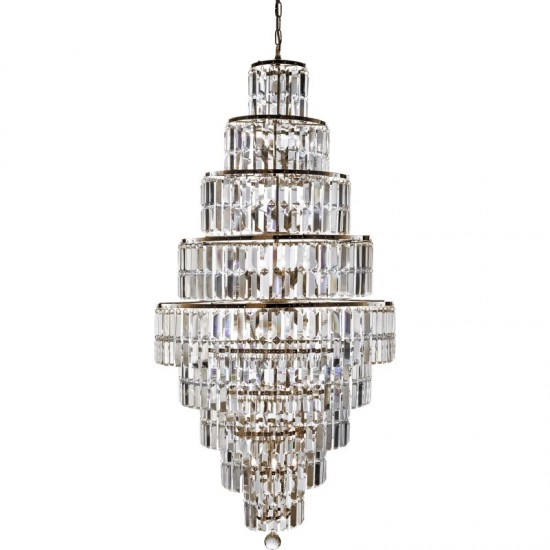 8404-006 Antique Brass 13 Light Chandelier with Clear Crystal