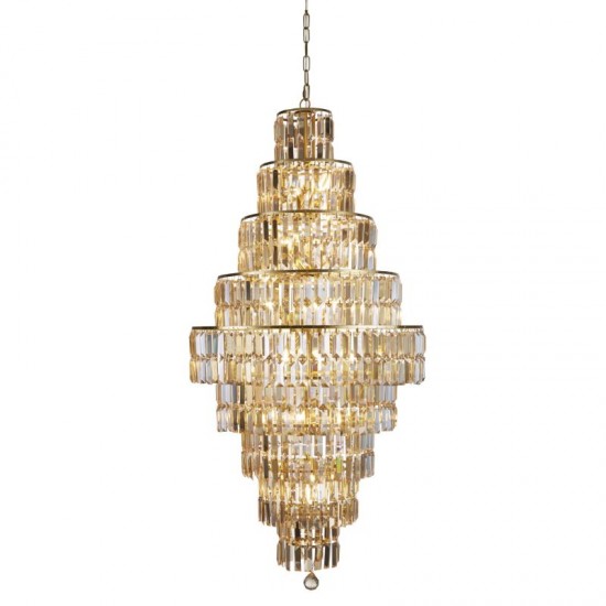 71879-006 Satin Brass 13 Light Chandelier with Champagne Crystal