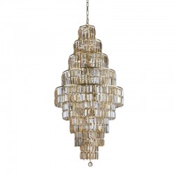 71879-006 Satin Brass 13 Light Chandelier with Champagne Crystal