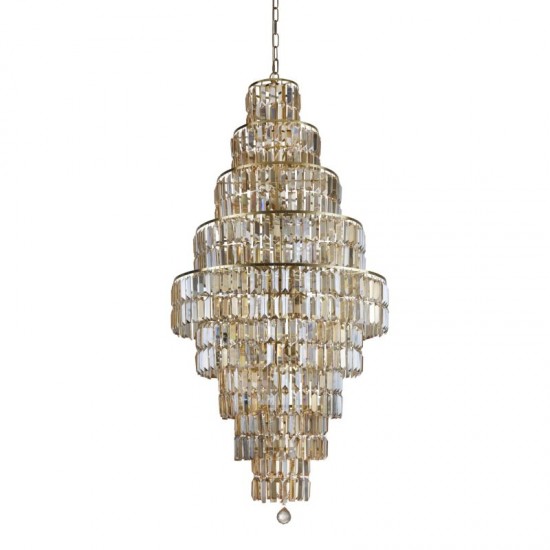 71879-006 Satin Brass 13 Light Chandelier with Champagne Crystal