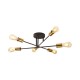 55197-006 Black & Satin Brass 6 Light Semi Flush