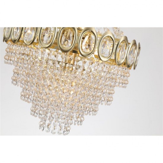 79027-006 Satin Brass 6 Light Chandelier with Crystal