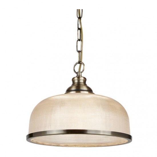 20951-006 Antique Brass Pendant with Textured Glass
