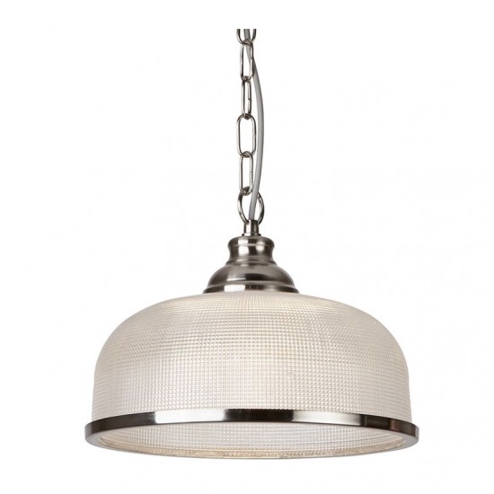 20952-006 Satin Silver Pendant with Textured Glass