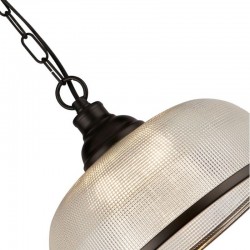 71889-006 Matt Black Pendant with Textured Clear Glass