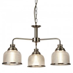 20953-006 Antique Brass 3 Light Centre Fitting with Textured Glass 20953-006 Antique Brass 3 Light Centre Fitting with Textured Glass