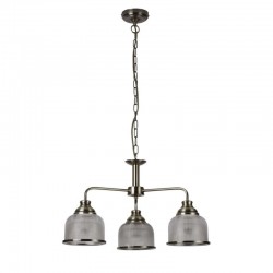 20953-006 Antique Brass 3 Light Centre Fitting with Textured Glass