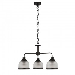 71890-006 Matt Black 3 Light Centre Fitting with Textured Clear Glasses 71890-006 Matt Black 3 Light Centre Fitting with Textured Clear Glasses