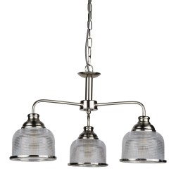 20954-006 Satin Silver 3 Light Centre Fitting with Textured Glasses 20954-006 Satin Silver 3 Light Centre Fitting with Textured Glasses