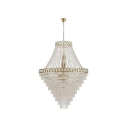 79028-006 Satin Brass 28 Light Chandelier with Crystal