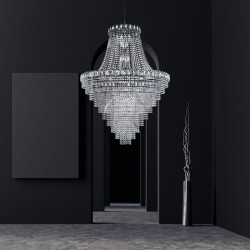 32827-006 Chrome 28 Light Chandelier with Crystal