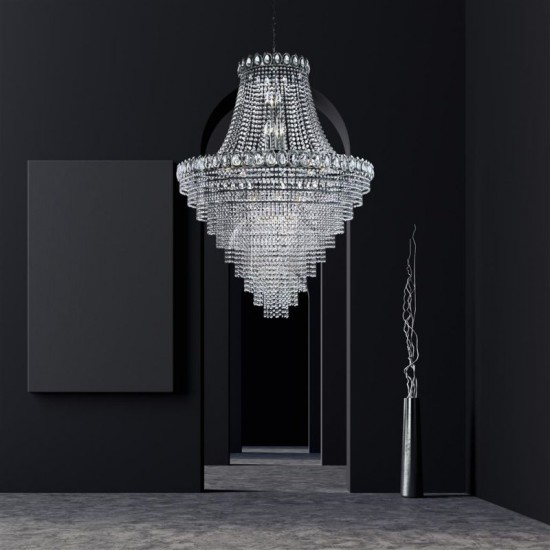 32827-006 Chrome 28 Light Chandelier with Crystal