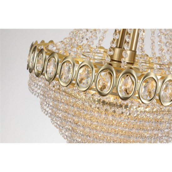 79029-006 Satin Brass 11 Light Chandelier with Crystal