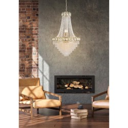 79029-006 Satin Brass 11 Light Chandelier with Crystal