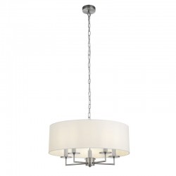 20892-006 Satin Silver 5 Light Pendant with White Shade