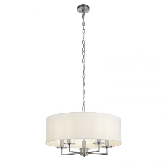 20892-006 Satin Silver 5 Light Pendant with White Shade