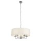 20892-006 White Fabric with Satin Silver 5 Light Pendant