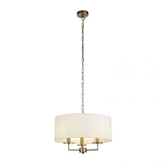 20893-006 Antique Brass 3 Light Pendant with White Shade