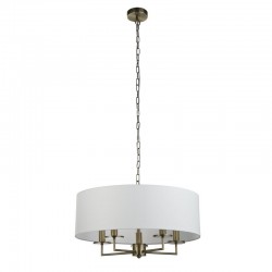 20894-006 Antique Brass 5 Light Pendant with White Shade 20894-006 Antique Brass 5 Light Pendant with White Shade