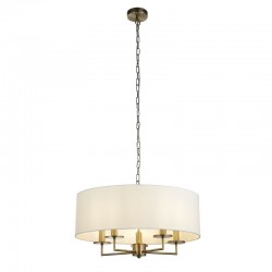 20894-006 Antique Brass 5 Light Pendant with White Shade
