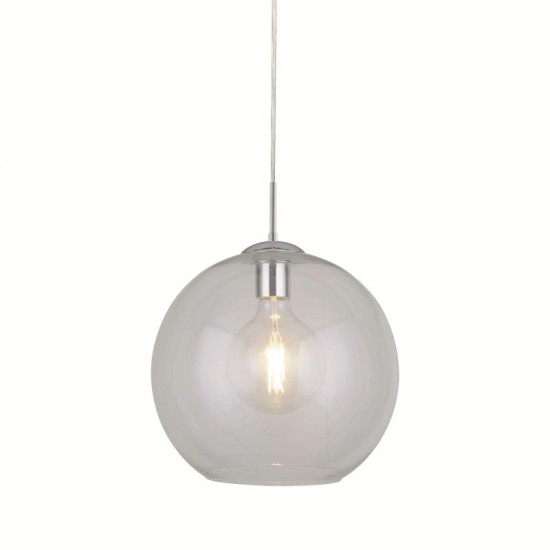 20948-006 - Free LED Big Globe Bulb Included - Chrome Globe Pendant ∅ 30 cm