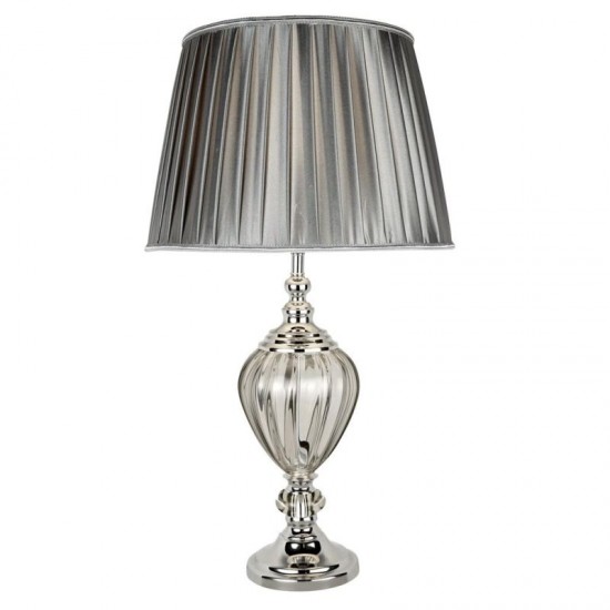 21065-006 Clear Glass Table Lamp with Grey Shade 21065-006 Clear Glass Table Lamp with Grey Shade