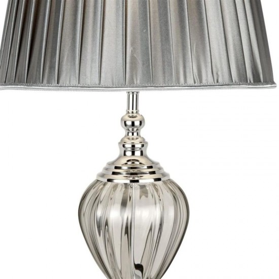 21065-006 Clear Glass Table Lamp with Grey Shade 21065-006 Clear Glass Table Lamp with Grey Shade