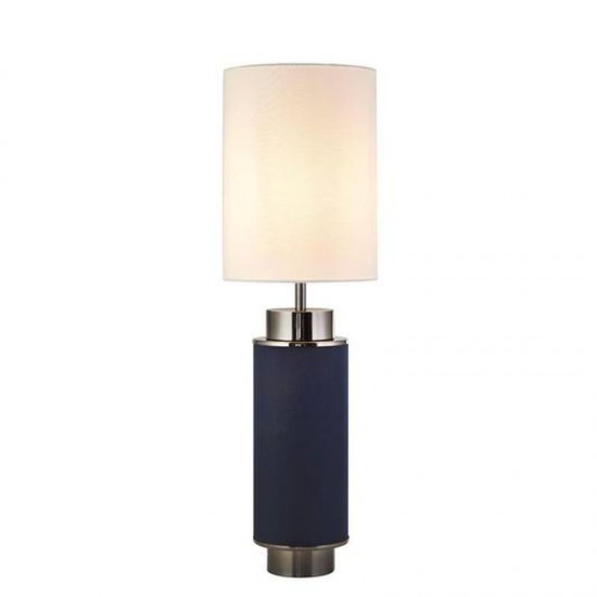 21097-006 Blue & Nickel Table Lamp with White Shade